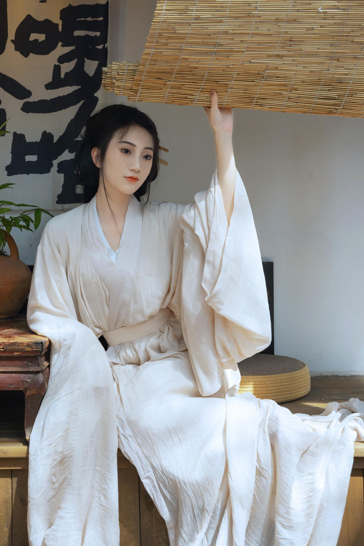 清纯白衣古装女子唯美艺术照图片