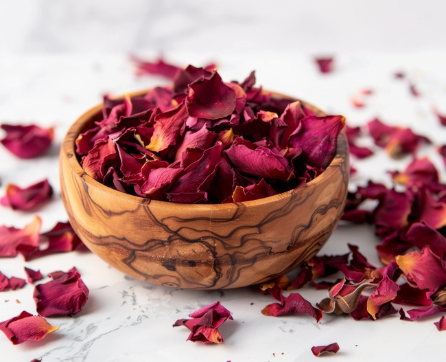 干枯玫瑰花瓣摄影图片