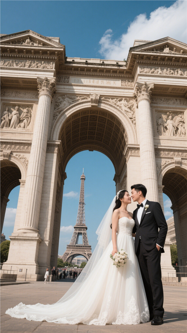 亚洲情侣欧洲旅拍婚纱照图片