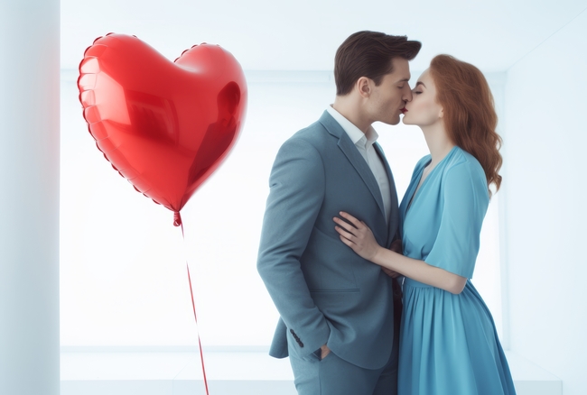 情人节浪漫接吻情侣写真图片