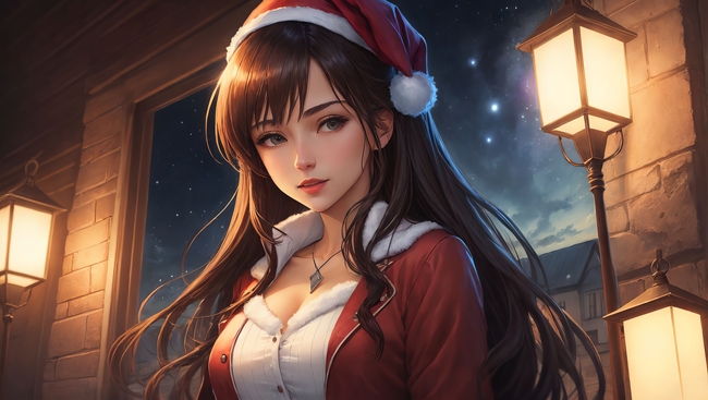 圣诞节动漫美女插画图片