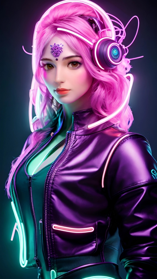 紫色风格动漫美女插画摄影图片