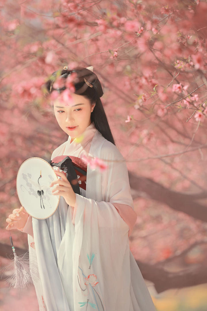 桃花林中的唯美古装美女艺术写真图片