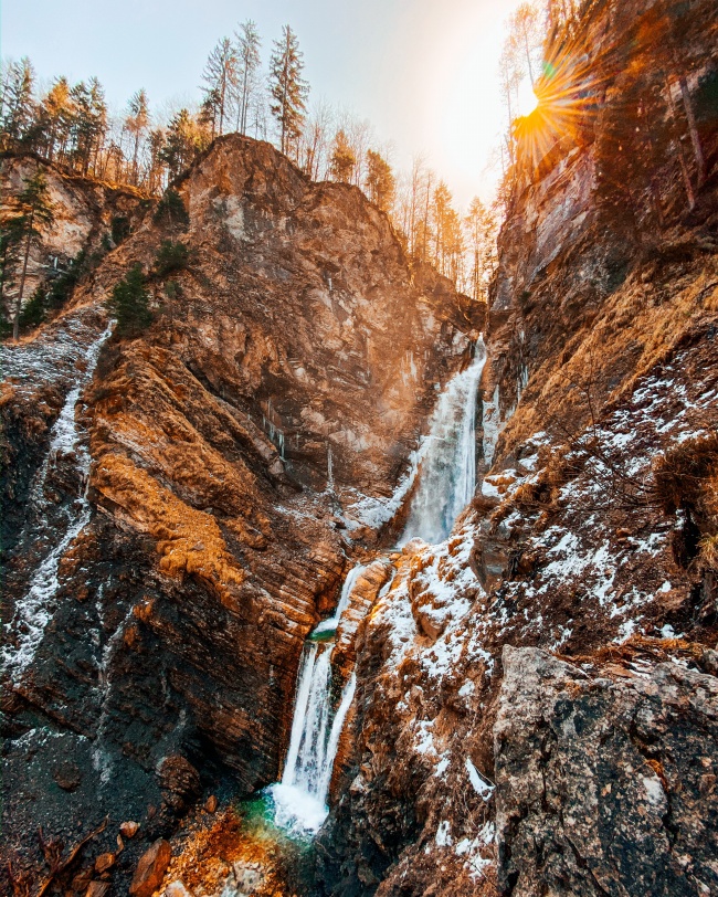高山瀑布流水美景图片