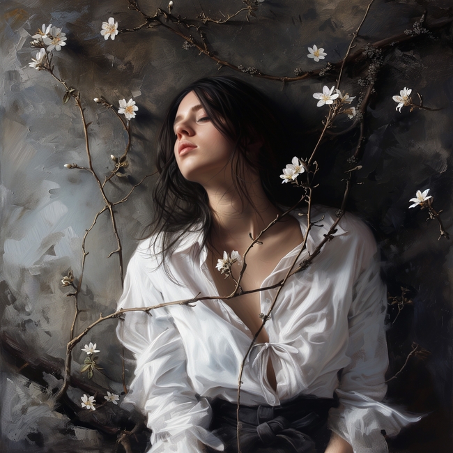 性感白衬衫美女个人写真艺术照图片