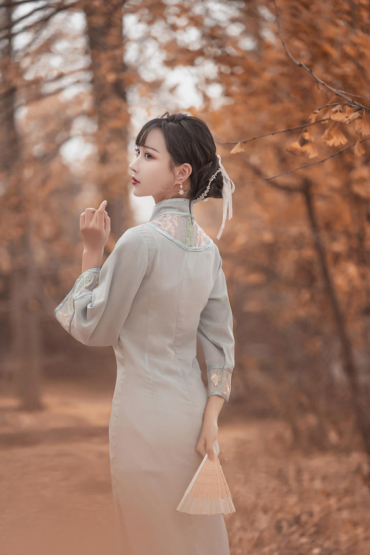 婀娜多姿的古典旗袍美女背影唯美艺术照图片