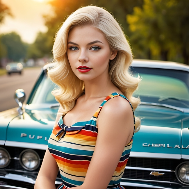 性感俄罗斯金发美女车模写真图片