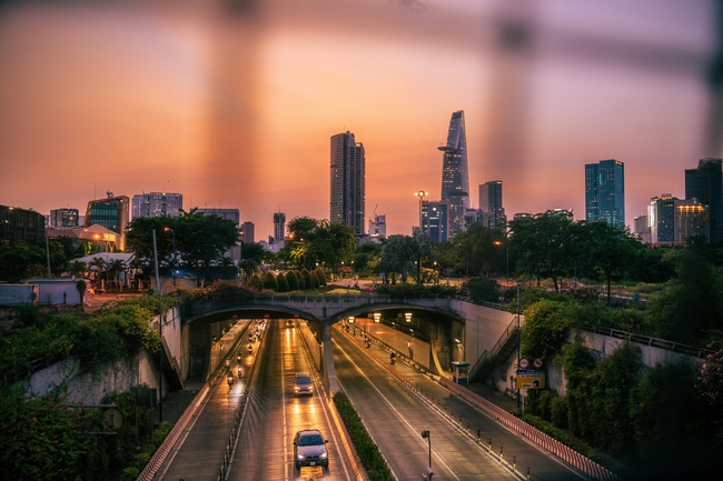 日暮黄昏城市建筑景观摄影图片