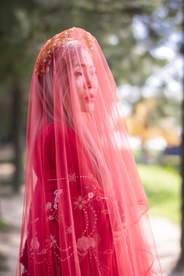 红衣古典美女图片