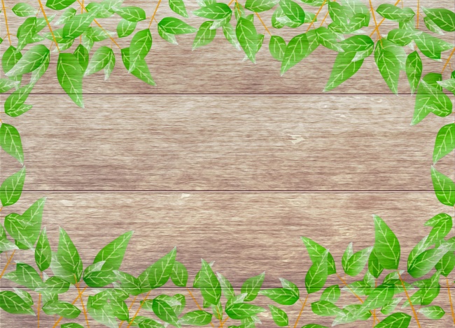树叶边框木板背景图片