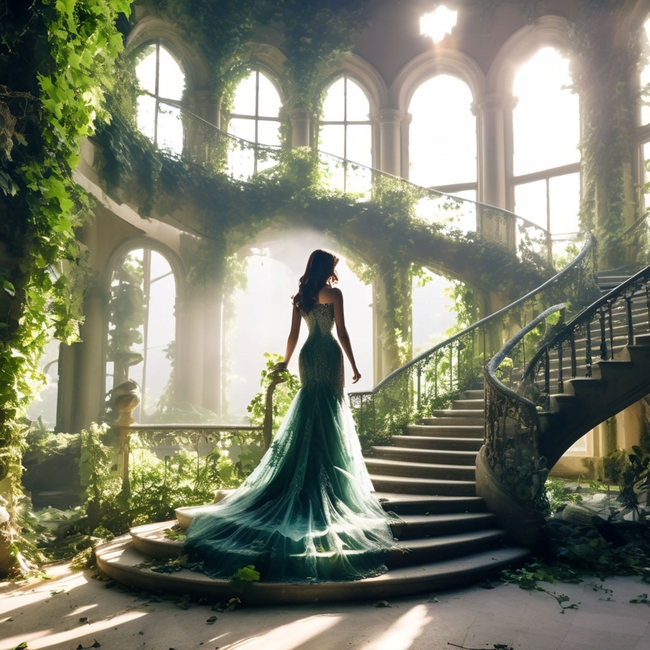 唯美室内婚纱背影写真摄影图片