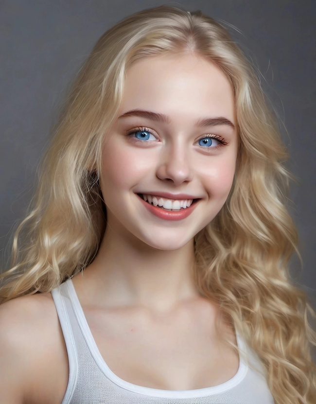 俄罗斯金色卷发少女美女写真图片