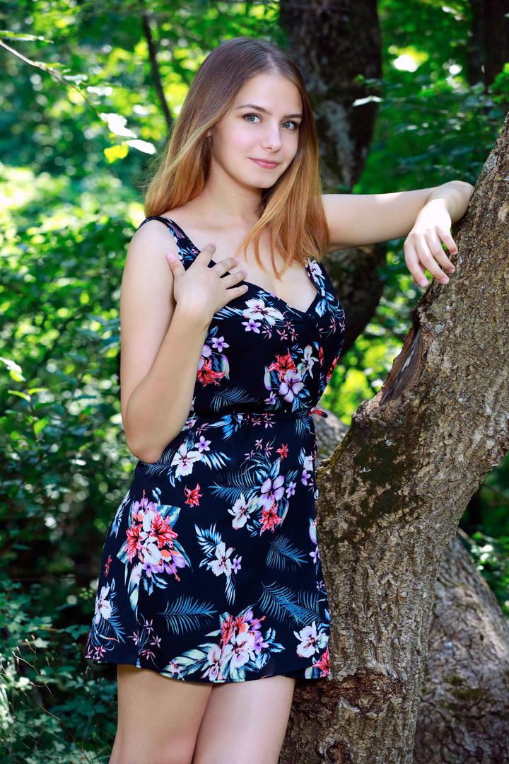 森林中的欧美专区美女模特写真图片