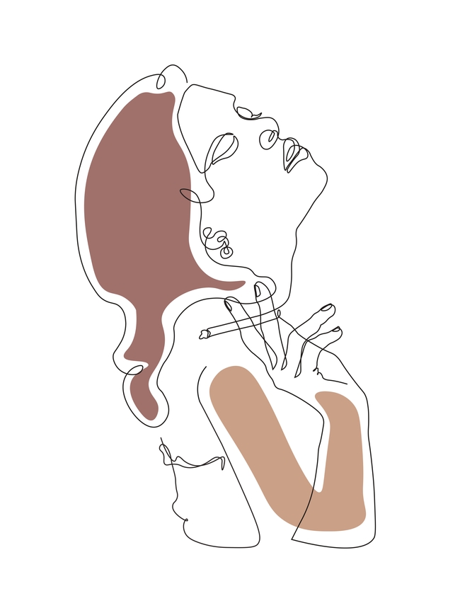 线条艺术插画女孩图片