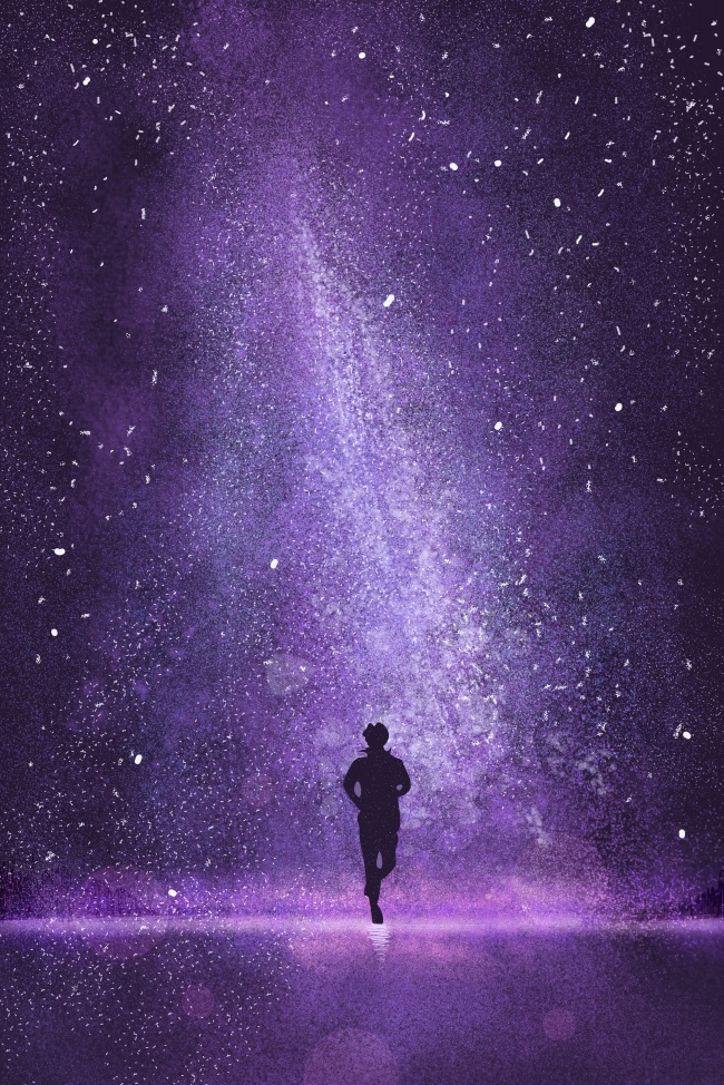 奔跑在唯美星空下图片