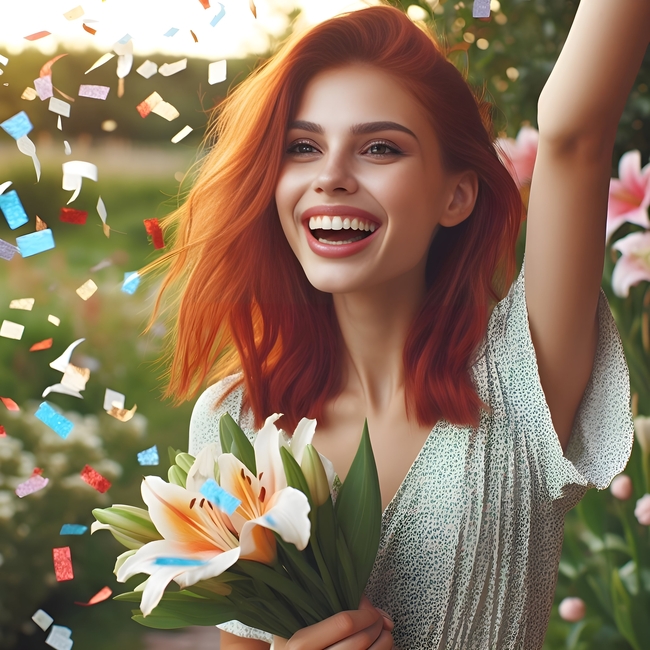 户外草地笑颜如花美女写真图片