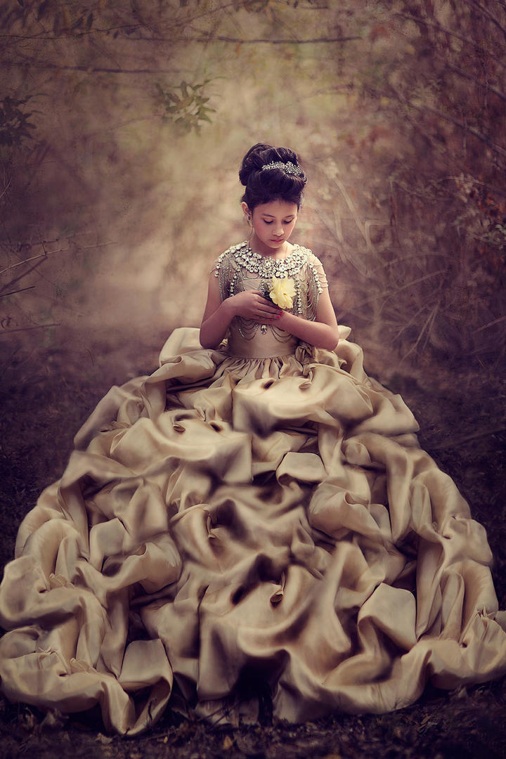 穿着大裙子的欧美小美女艺术写真