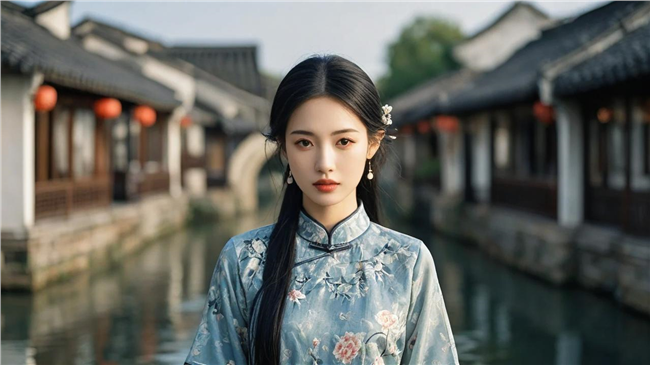 江南古镇美女古风写真摄影图片