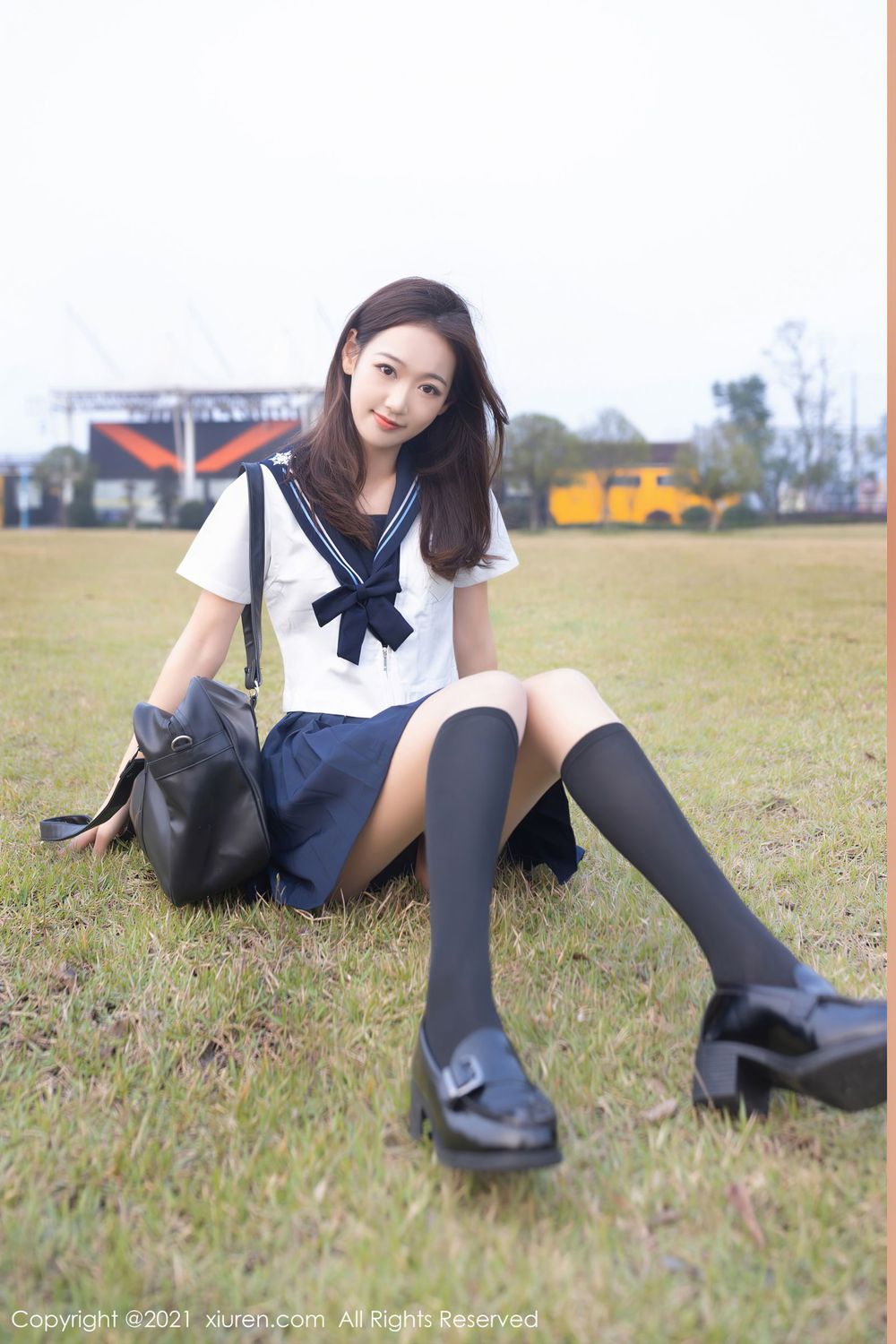 秀人网美女模特唐安琪长筒袜+JK制服校园恋爱系列性感写真