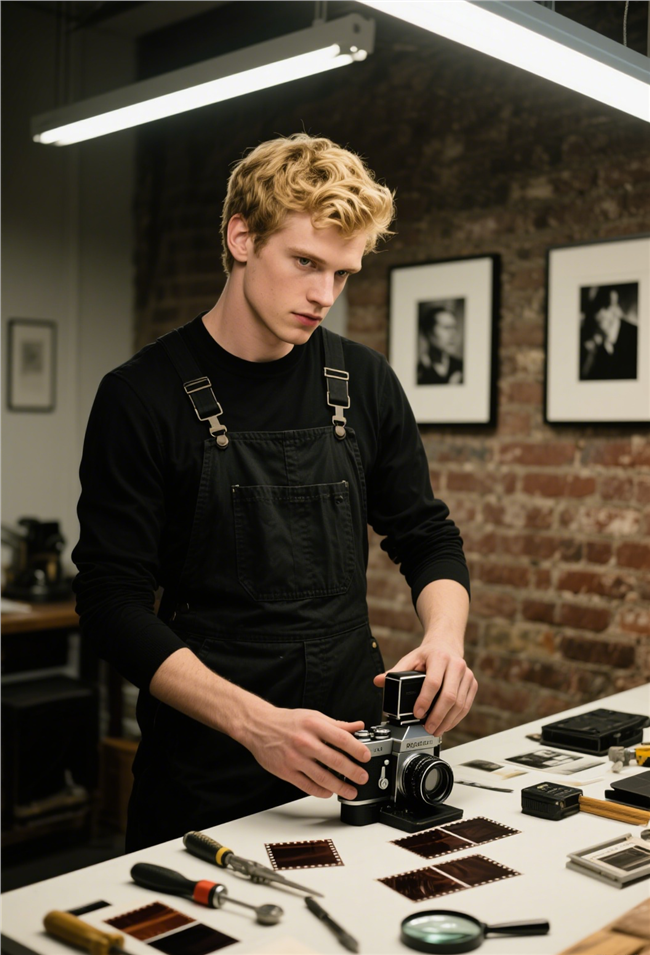 欧美摄影师帅哥工作肖像摄影图片