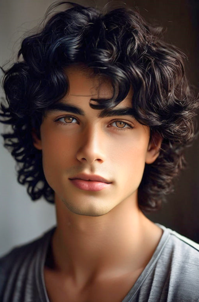 欧美时尚帅气卷发帅哥写真图片