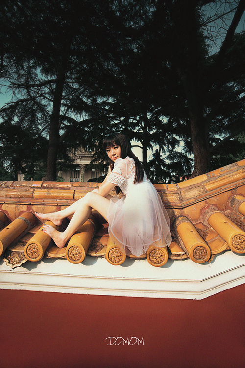 白裙蕾丝少女户外写真