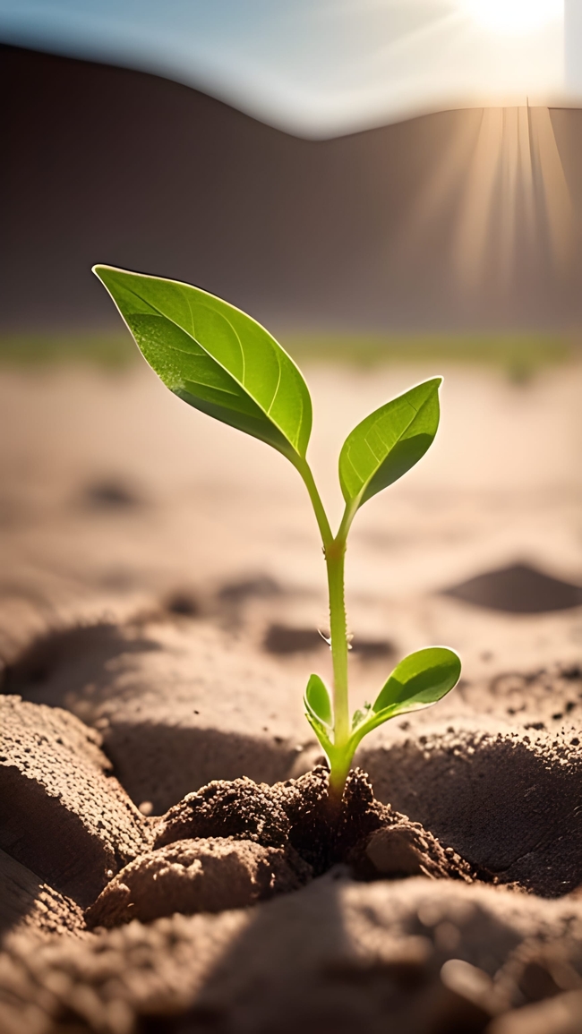 阳光下破土而出的嫩芽图片