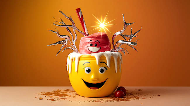 另类卡通杯子冰激凌摄影图片