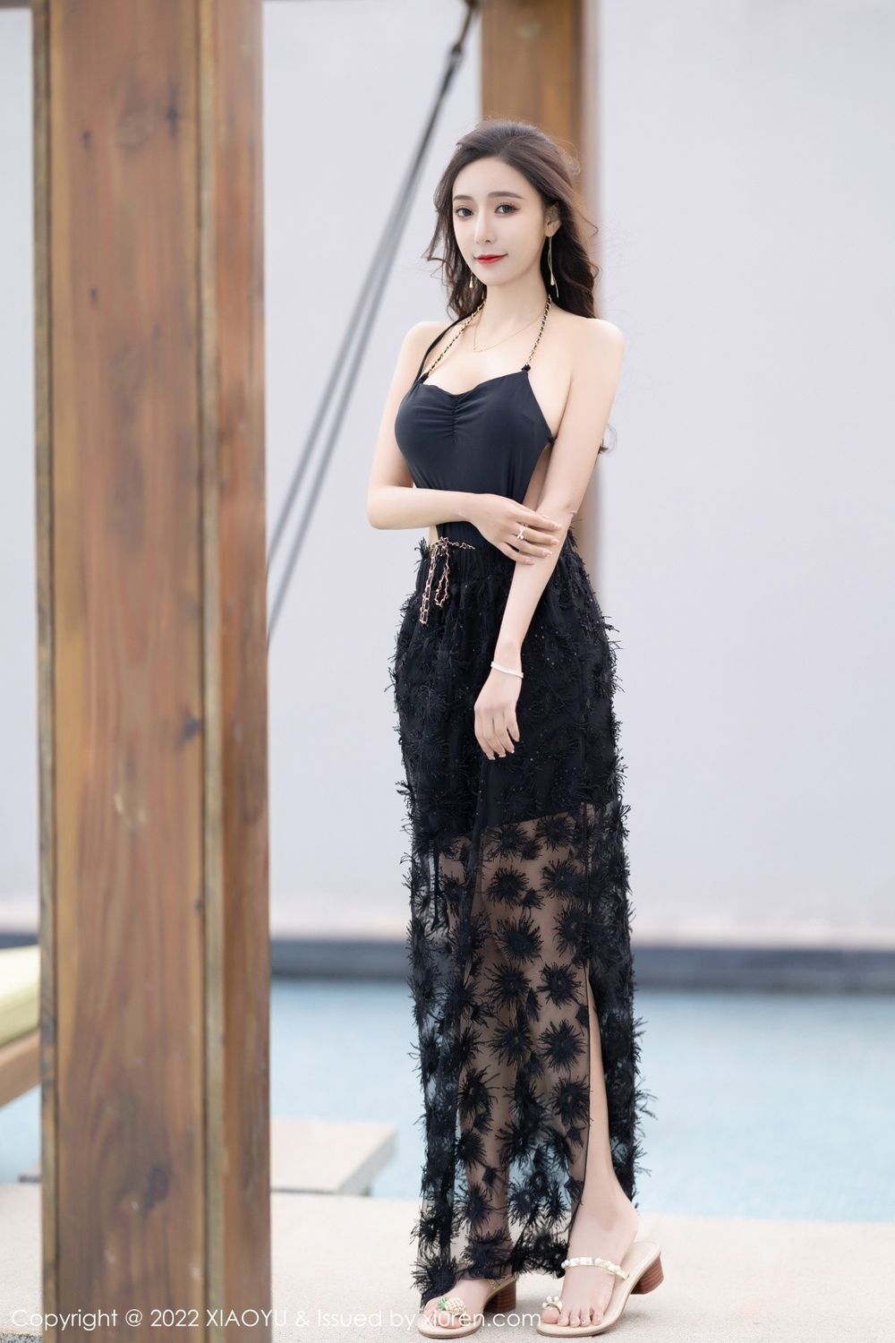 语画界性感女神王馨瑶yanni黑色服饰撩人气质系列惠州旅拍