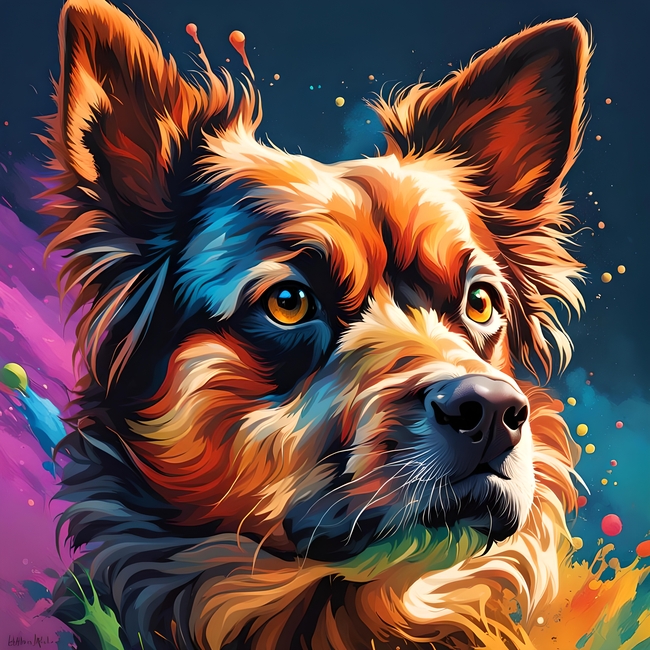 约克夏梗犬绘画作品插画设计图片