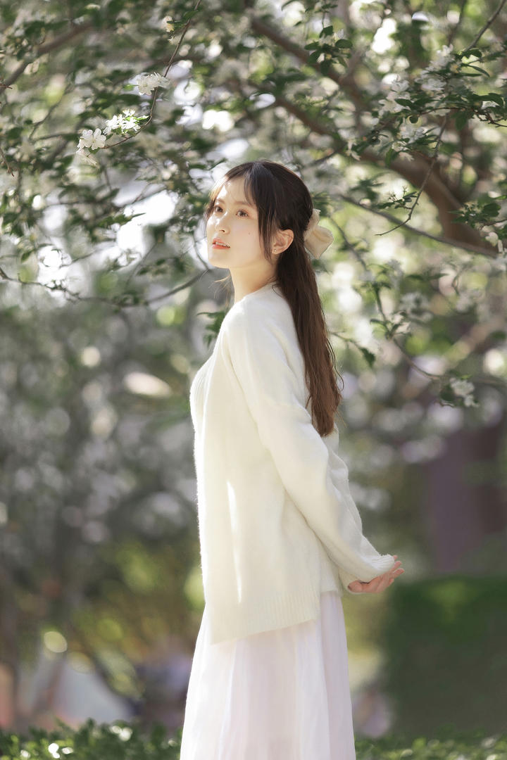 树林里的清纯美女高清照片