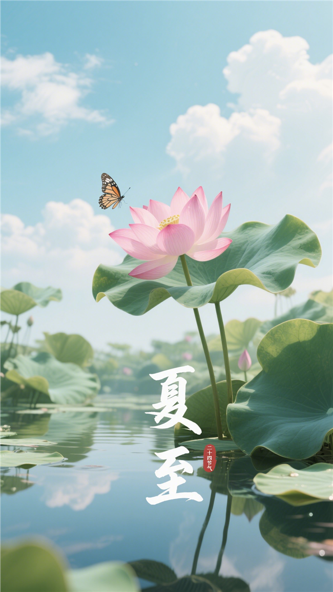 夏日荷花主题夏至节气海报图片