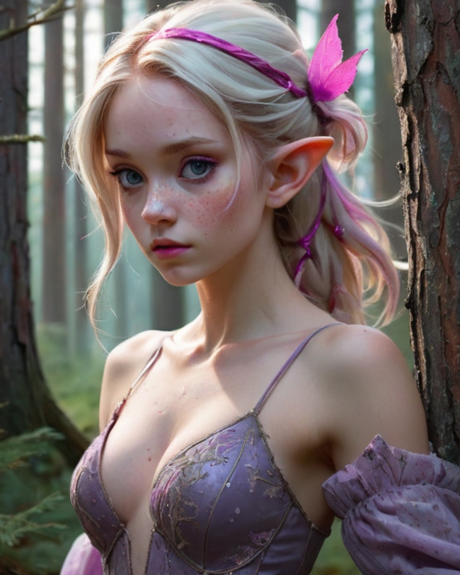 树林性感动漫风格美女人体写真艺术图片