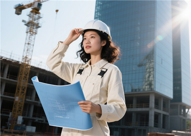 建筑工程师美女工作照摄影图片