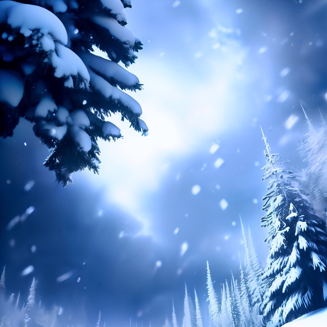 唯美冬季雪花冷杉背景图片