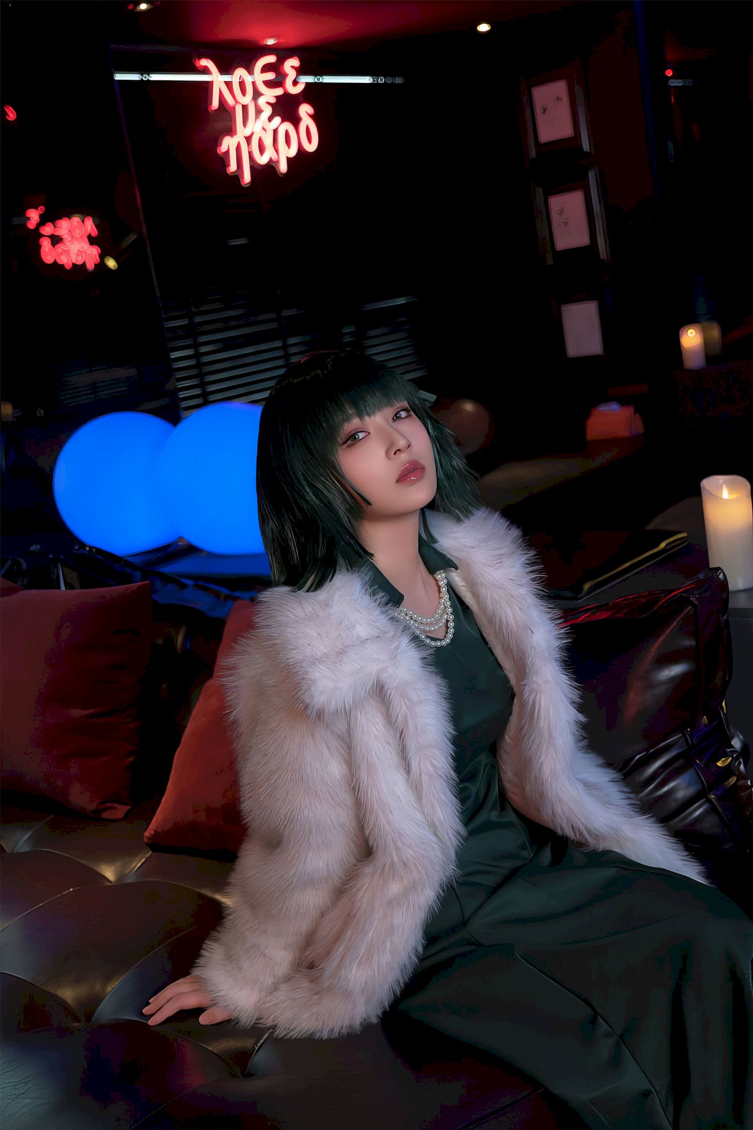 Nnian墨绿色长裙COS一拳超人女主角地狱吹雪