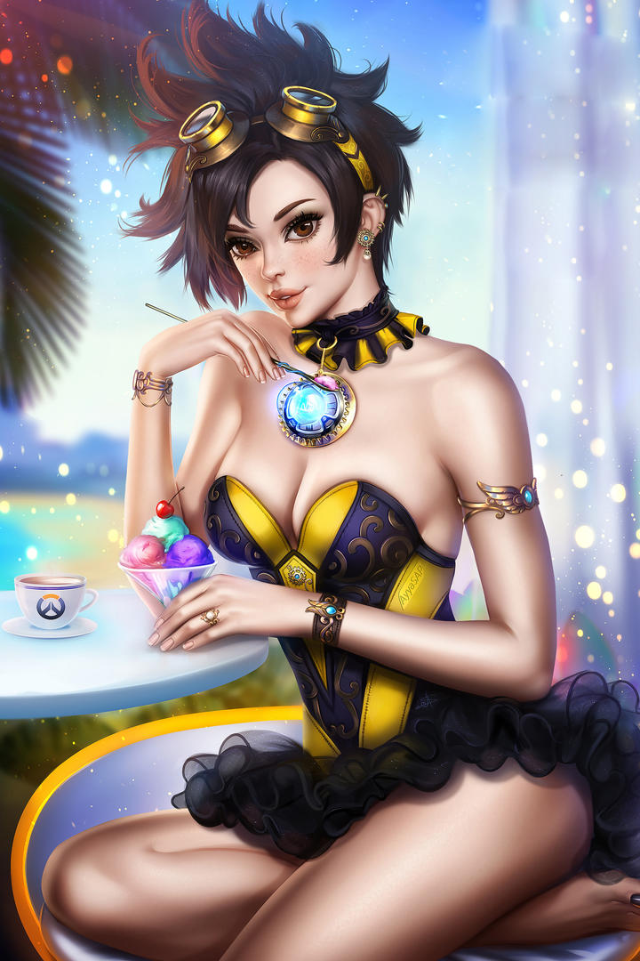 吃冰激凌的大胸动漫美女壁纸图片