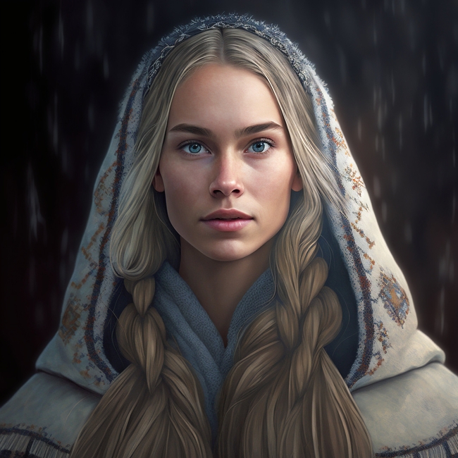斯堪的纳维亚美女插画图片