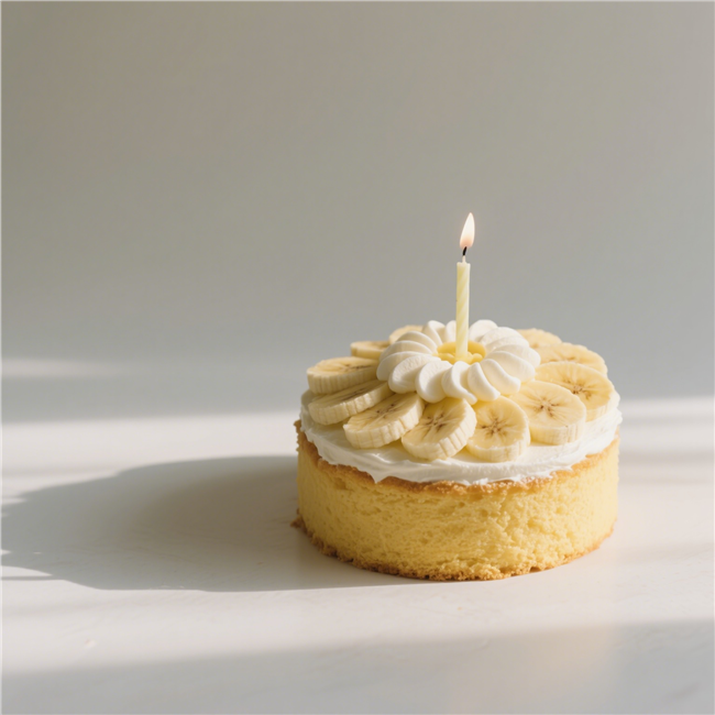 香蕉奶油生日蛋糕图片