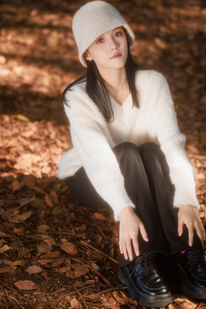 秋日私语清纯甜美女生手机壁纸素材图片大全