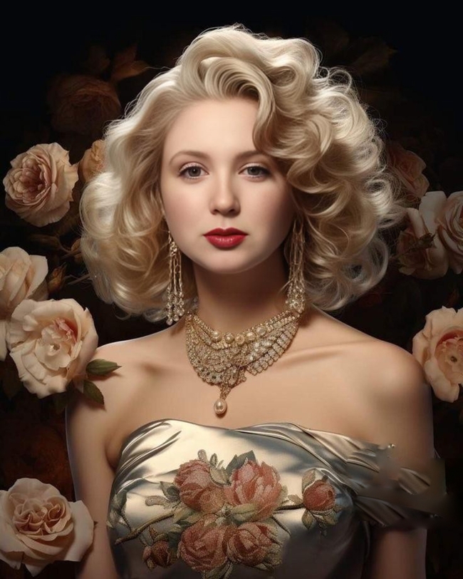 欧美金色卷发女郎人像写真艺术摄影