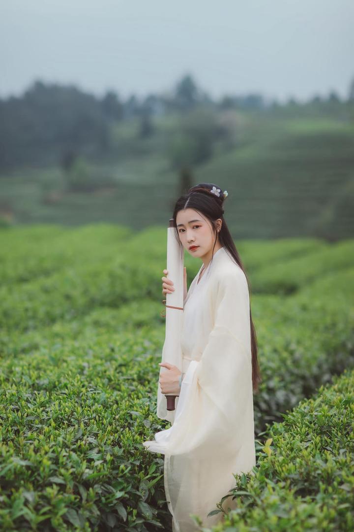 抱着书画的唯美古装美女图片