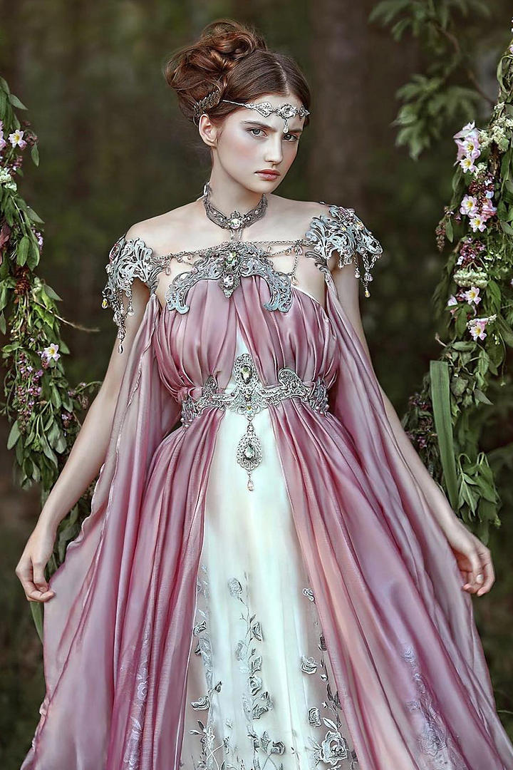 穿着长裙的欧美女生艺术写真图片