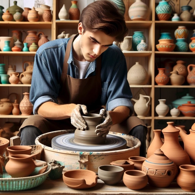 做紫砂陶瓷的欧美年轻帅哥图片