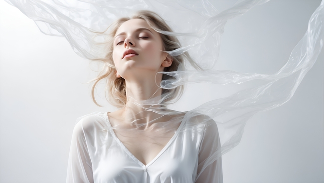 唯美白色意境风格美女个人艺术照图片