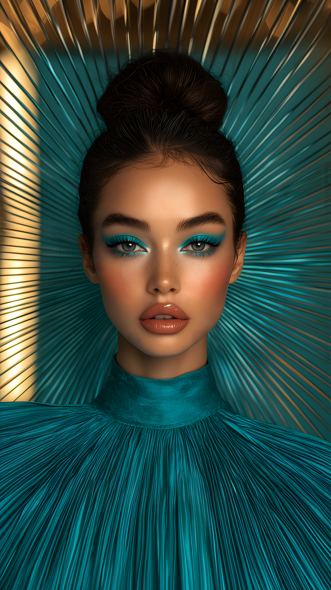 欧美时尚蓝色眼妆美女写真图片