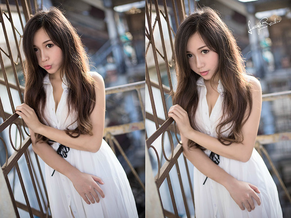 阳光下大眼睛萌妹纸甜美迷人