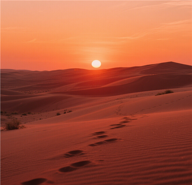 黄昏沙漠夕阳美景摄影图片