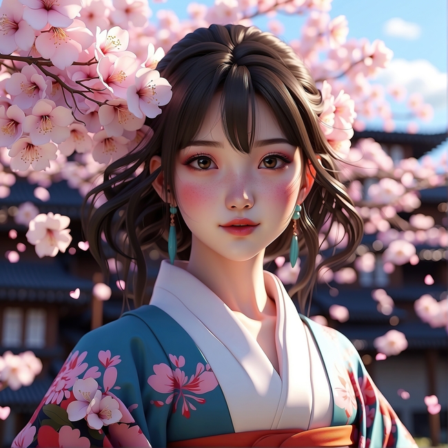 卡通动漫日本和服美女图片