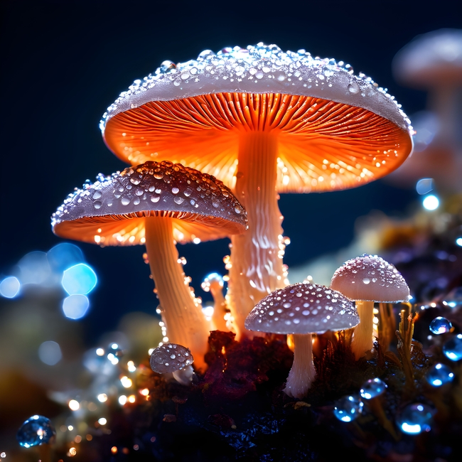 雨后野生蛤蟆菇摄影图片